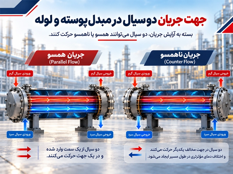 تاثیر جریان سیال در نحوه عملکرد مبدل پوسته و لوله
